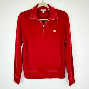 Lacoste 1/4 Zip Sweater in Vibrant Red